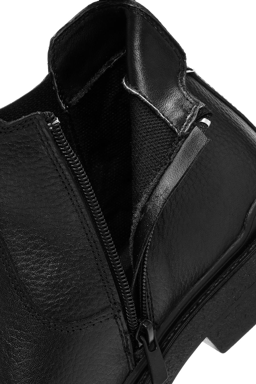 Male Black Zip Closure Leather Casual Boots