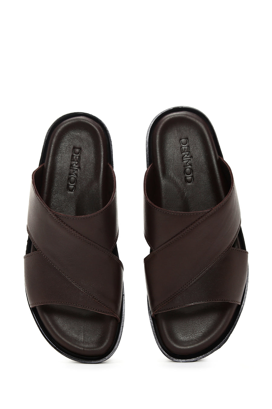 Men's Brown Leather Slippers