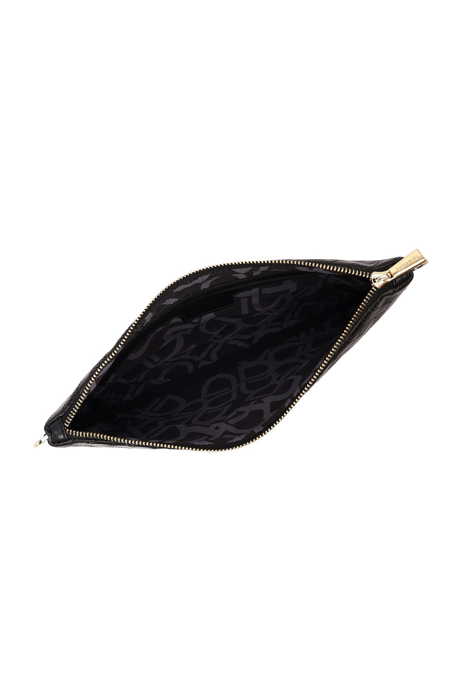 Woman Black Printed Clutch Bag with Long Chain Strap