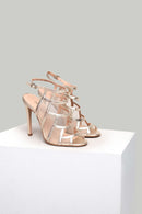 Women's Leather Heeled Sandals with Tulle Detail | Derimod