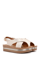 Women's Gold Chunky Sole Metallic Sandals | Derimod