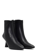 Women's Black Zippered Stone Detailed Heeled Boot | Derimod