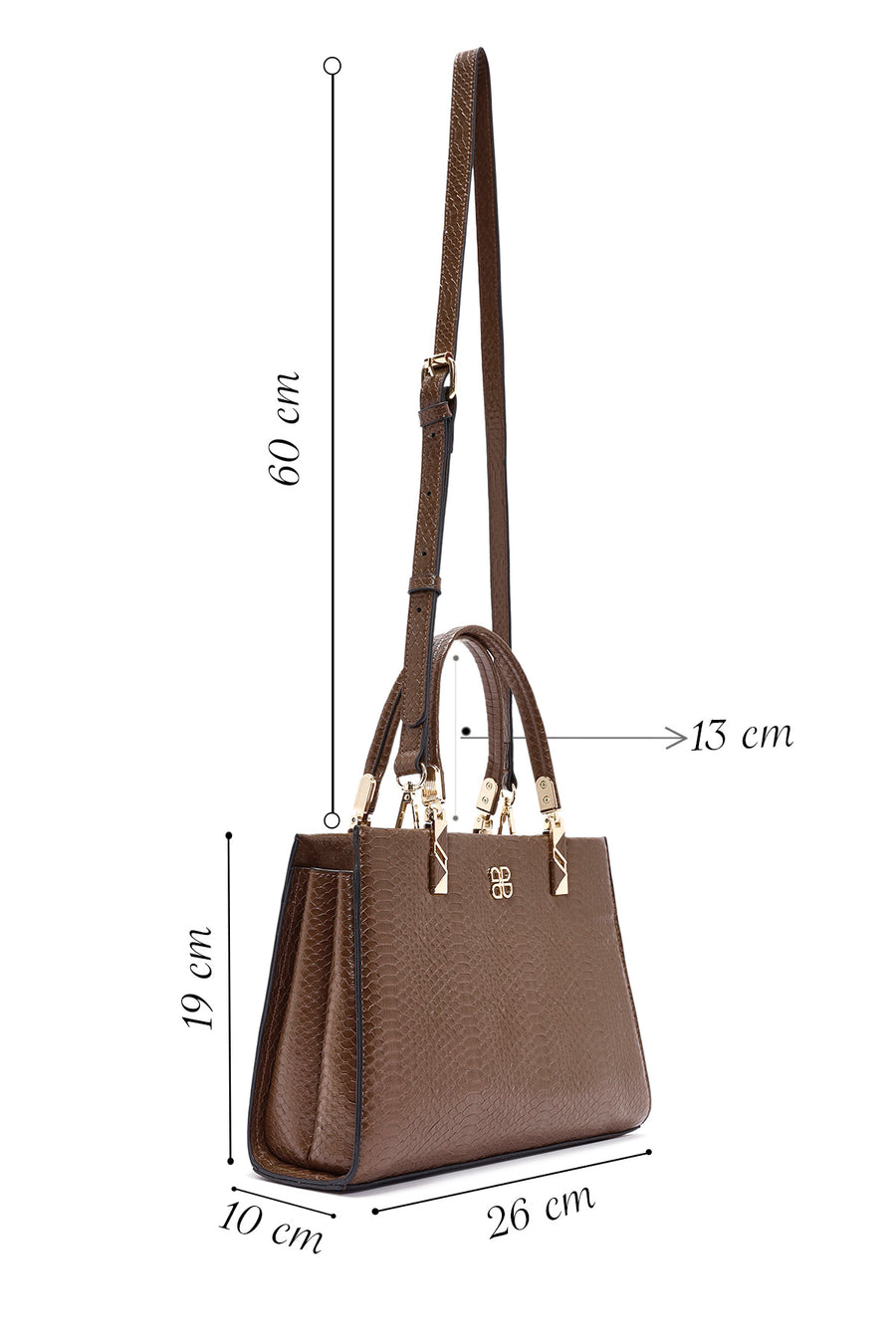 Women's Brown Long Strap Printed Handbag