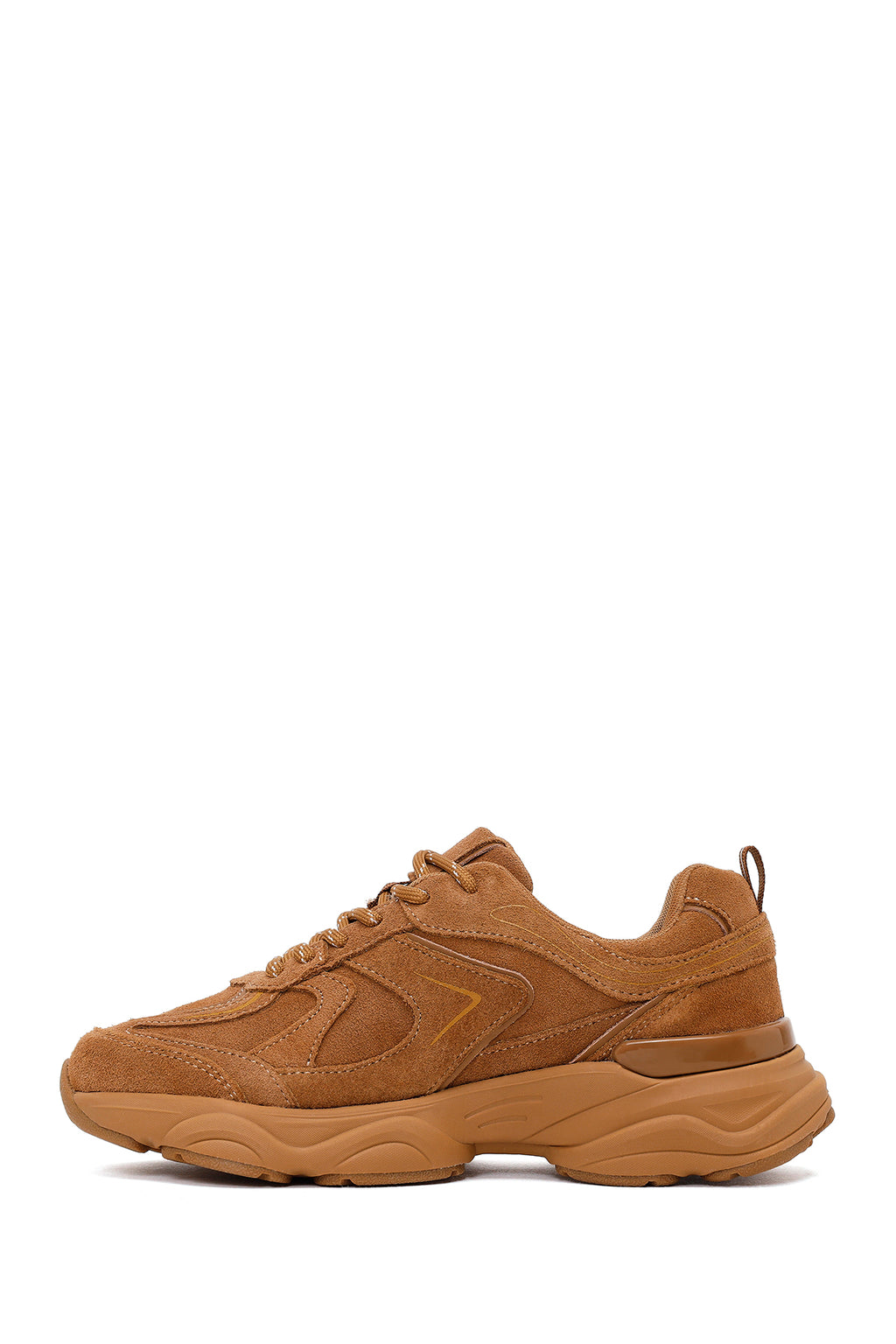Kadın Vizon Bağcıklı Kalın Tabanlı Süet Deri Sneaker