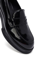 Male Black Thick-Soled Leather Loafer | Derimod