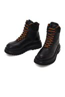 Harley Davidson Male Black Stein Lace-Up Thick-Sole Leather Combat Boots | Derimod