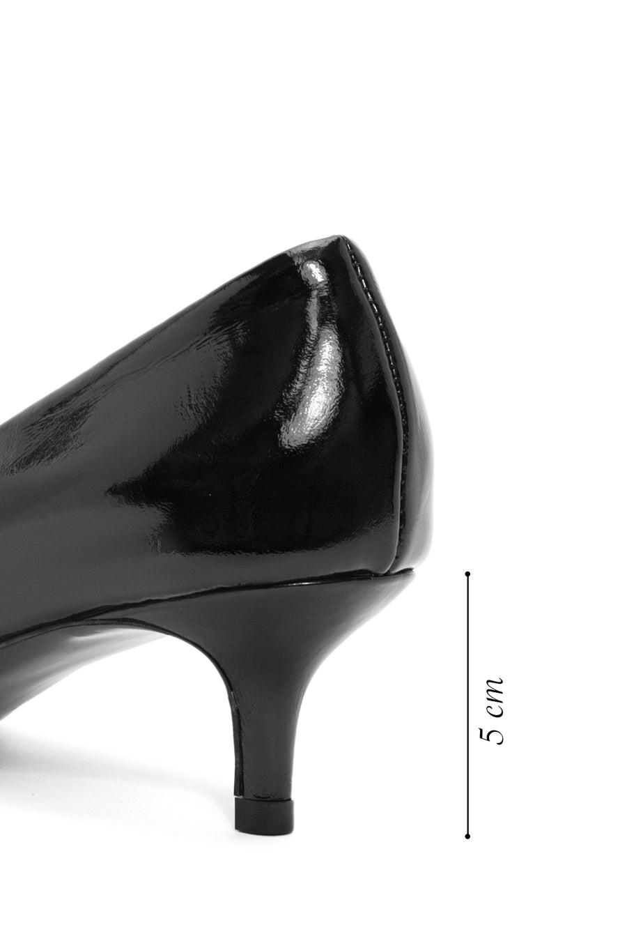 Women's Black Low Thin Heel Patent Leather Shoes