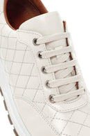 Kadın Bej Deri Kapitone Sneaker | Derimod