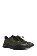 Men's Green Lace-Up Nubuck Leather Casual Sneaker | Derimod