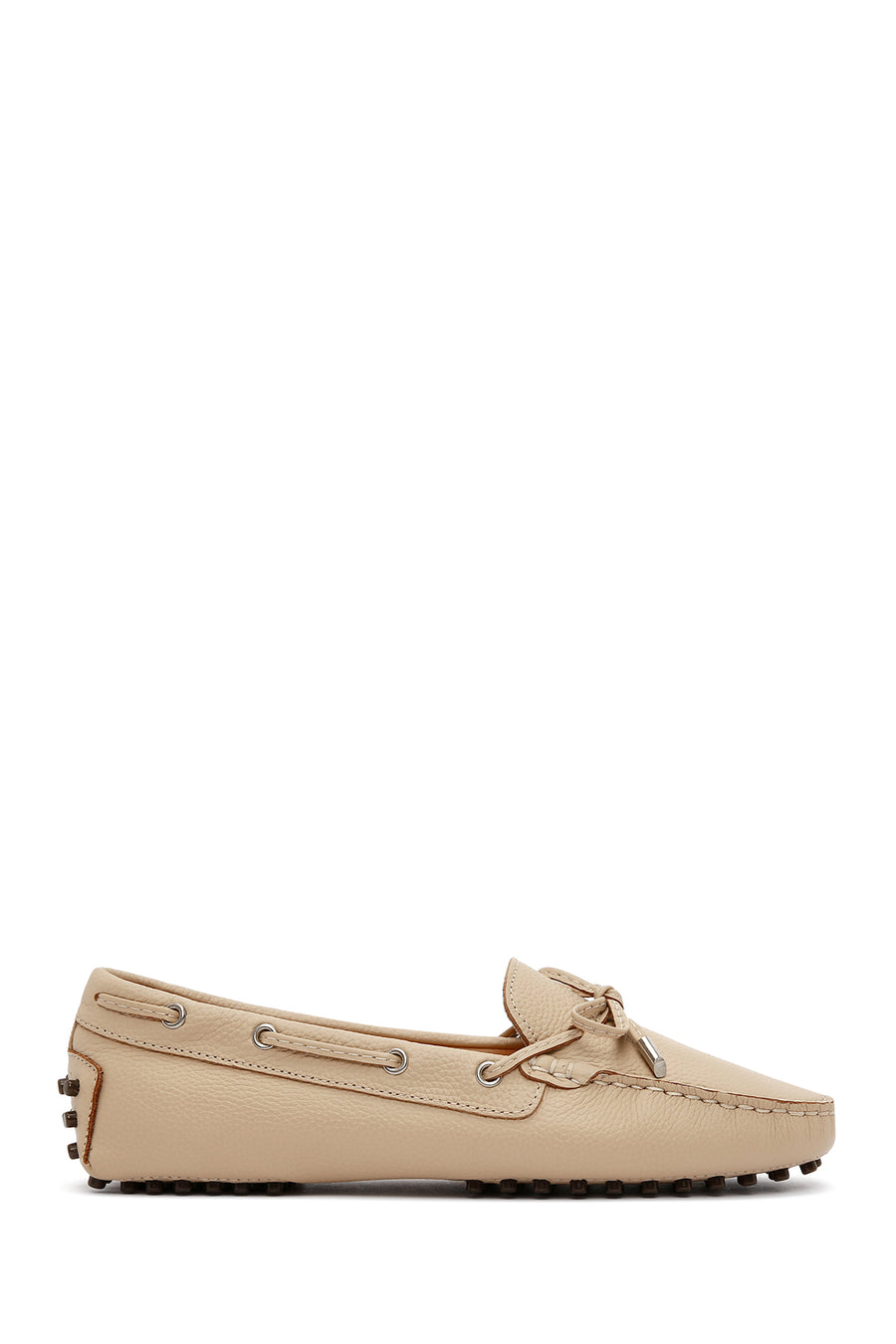 Kadın Bej Fiyonklu Deri Loafer 25SFD2904FT | Derimod