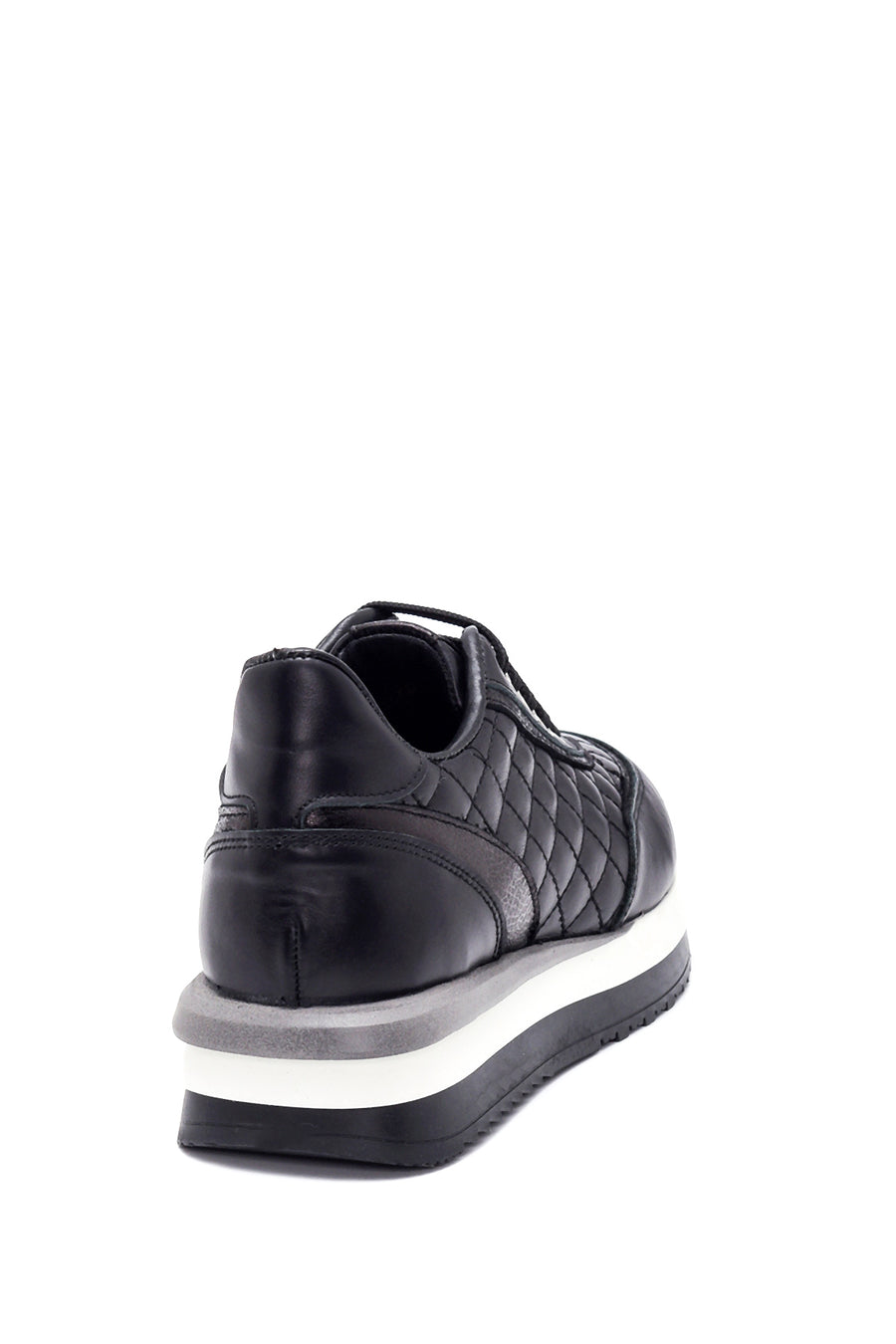 Kadın Siyah Deri Kalın Tabanlı Sneaker