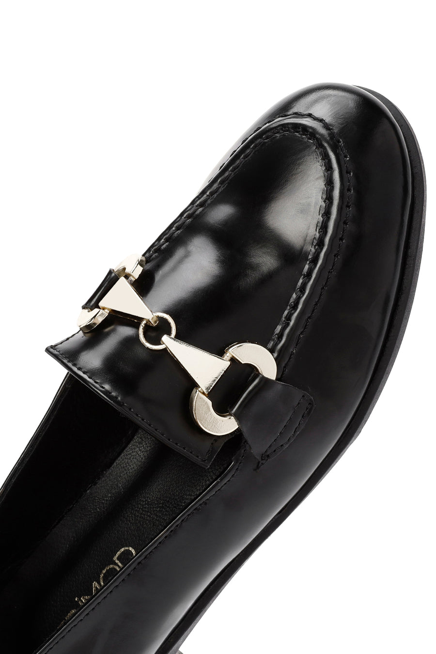 Kadın Siyah Toka Detaylı Deri Maskülen Loafer