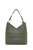 Woman Green Shoulder Bag with Short and Long Straps | Derimod