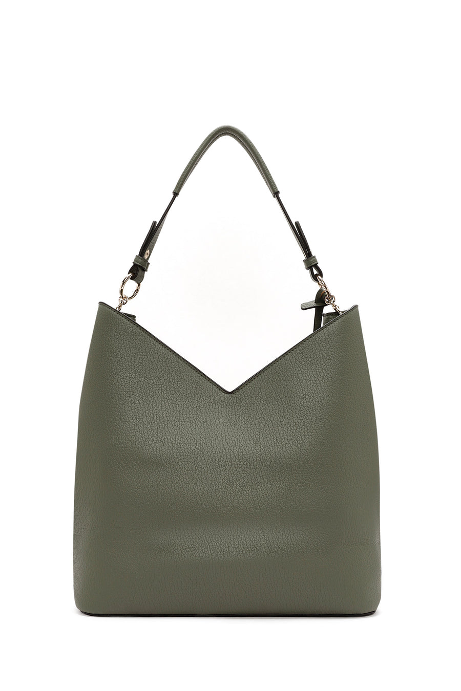Woman Green Shoulder Bag with Short and Long Straps