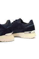 Women's Navy Blue Lace-Up Thick-Soled Leather Sneaker | Derimod