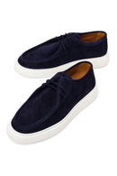 Male Navy Blue Lace-Up Thick-Soled Suede Casual Shoes | Derimod