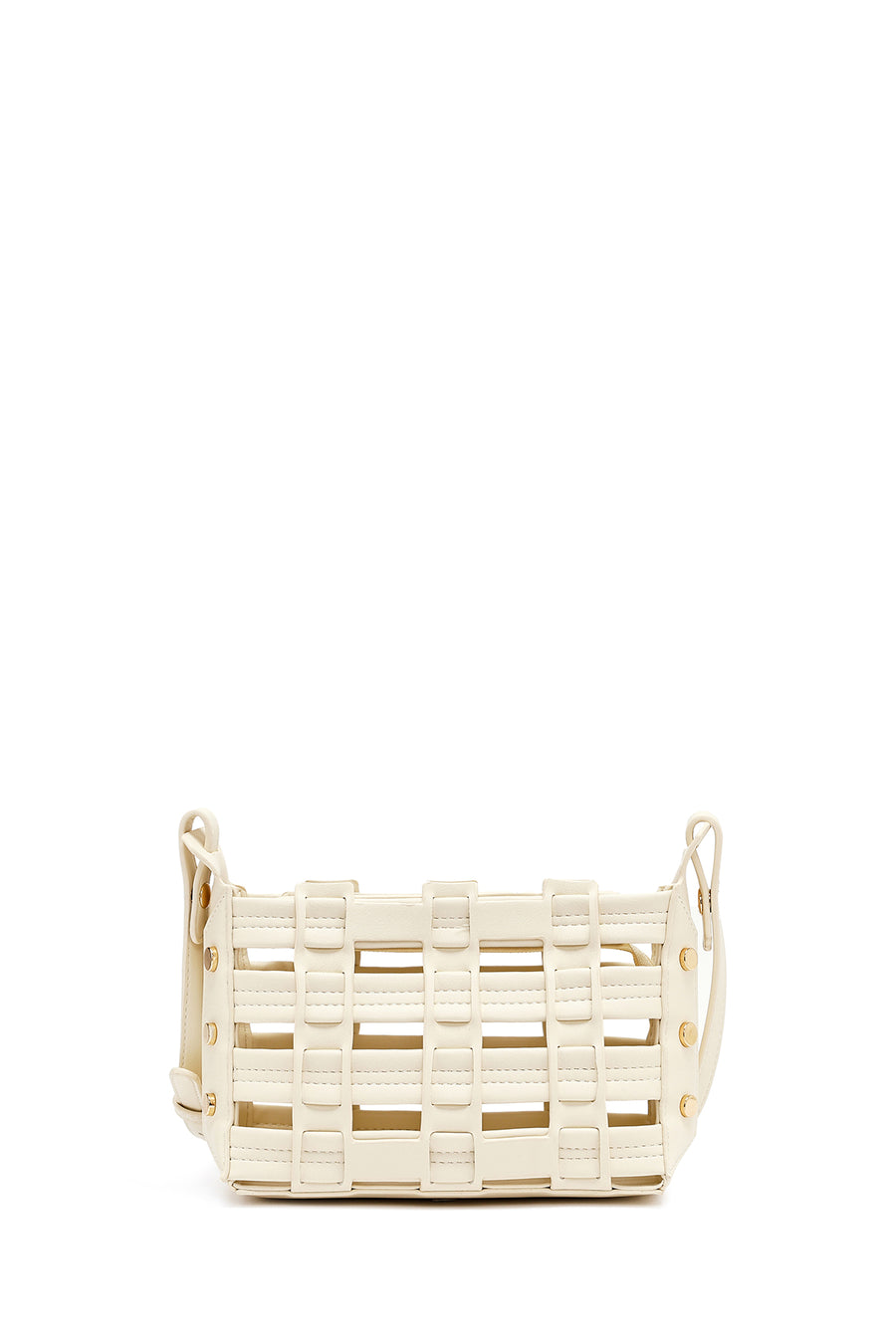 Woman Cream Long Strap Knit Crossbody Bag