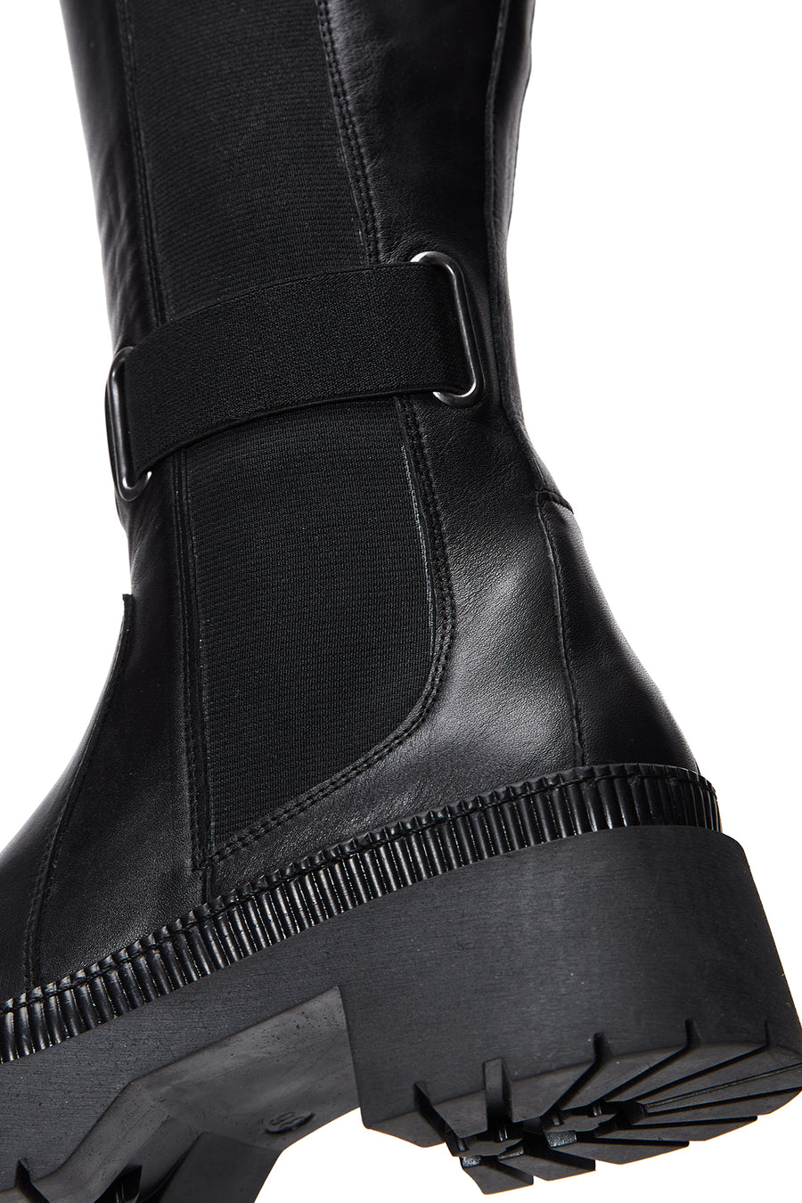 Women's Black Leather Buckle Boots