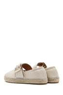 Women's Cream Buckled Leather Espadrilles | Derimod