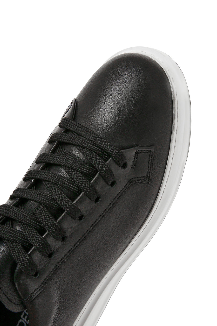 Erkek Siyah Bağcıklı Deri Sneaker