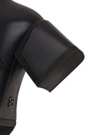 Woman Black Zip Closure Thick-Heeled Leather Boots | Derimod