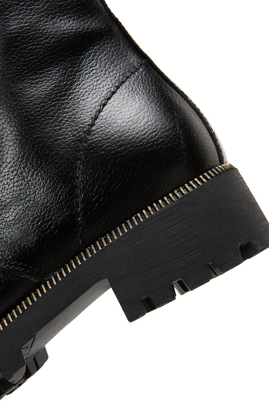 Women's Black Leather Zippered Boots