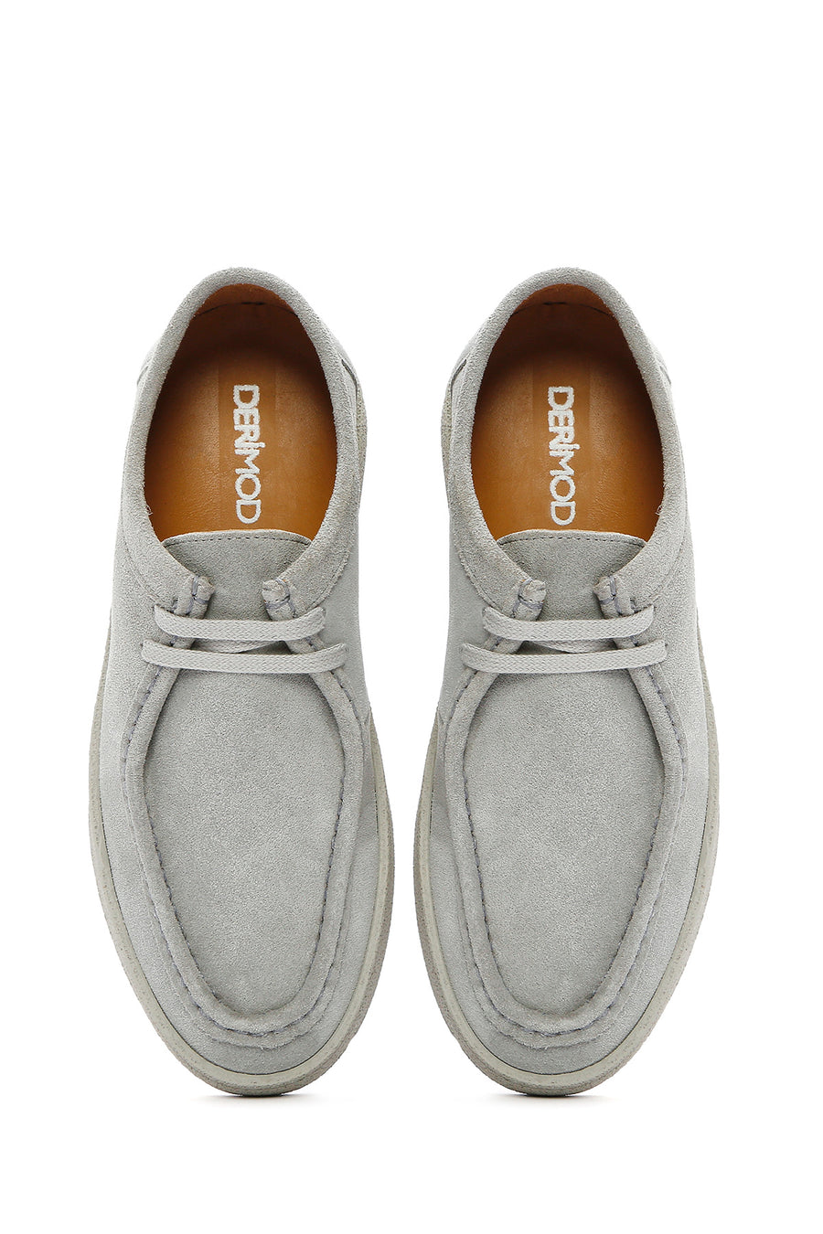 Men's Gray Lace-up Suede Leather Casual Shoes