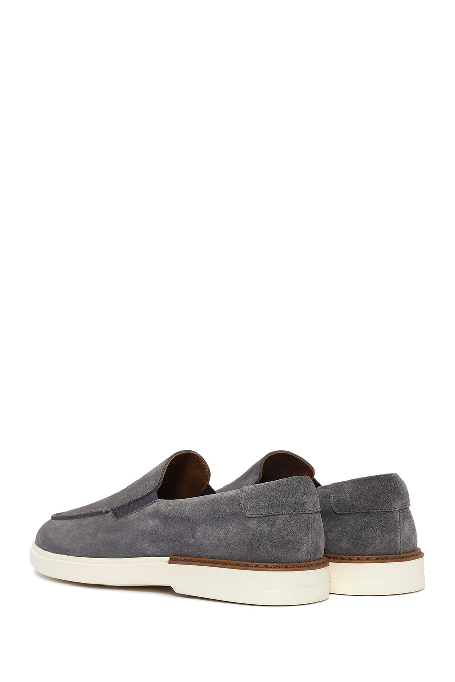 Erkek Gri Süet Deri Casual Loafer