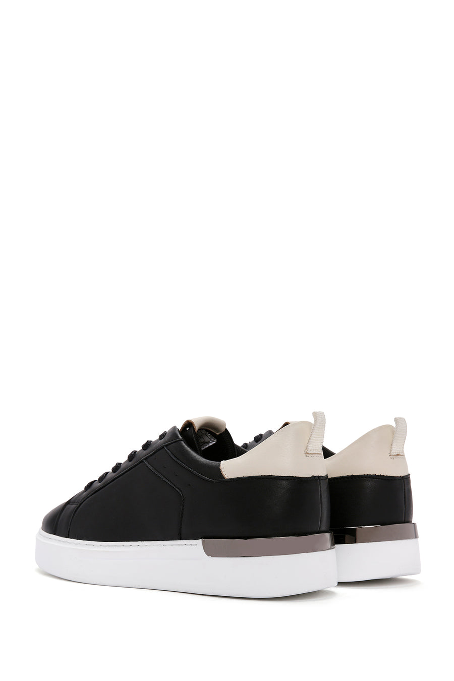 Men's Black Lace-up Leather Sneaker