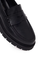 Kadın Siyah Kalın Tabanlı Deri Maskülen Loafer | Derimod