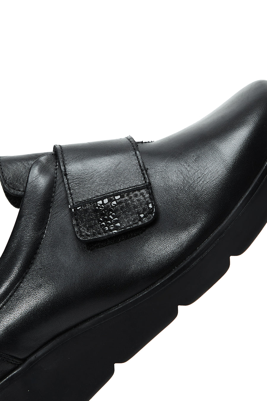 Women's Black Leather Comfort Shoes