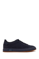Erkek Lacivert Bağcıklı Nubuk Deri Sneaker | Derimod