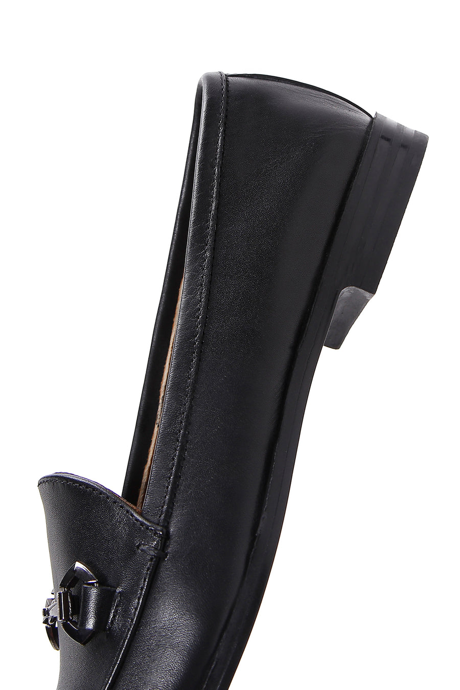 Women's Black Leather Masculine Loafer