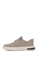 Erkek Bej Bağcıklı Desenli Kumaş Sneaker | Derimod