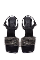 Women's Black Stone Heeled Sandals | Derimod