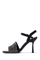 Women's Black Stone Heeled Sandals | Derimod