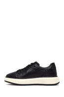 Erkek Siyah Bağcıklı Kalın Tabanlı Deri Sneaker | Derimod