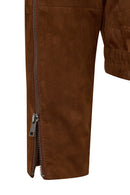 Juliana Woman Brown Short Oversize Suede Jacket | Derimod