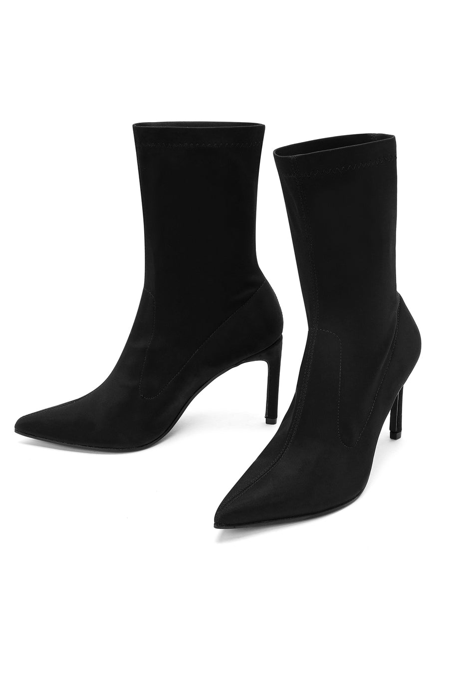 Woman Black Stretch Stiletto Heel Boots