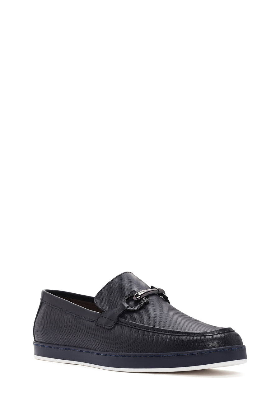 Erkek Lacivert Deri Casual Loafer