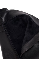 Woman Black Zip Closure Thick-Heeled Leather Boots | Derimod