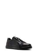 Erkek Siyah Bağcıklı Deri Sneaker | Derimod