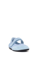 Women's Blue Strap Leather Sport Ballet Flats | Derimod