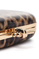 Women's Leopard Pattern Long Chain Strap Mini Box Evening Bag | Derimod