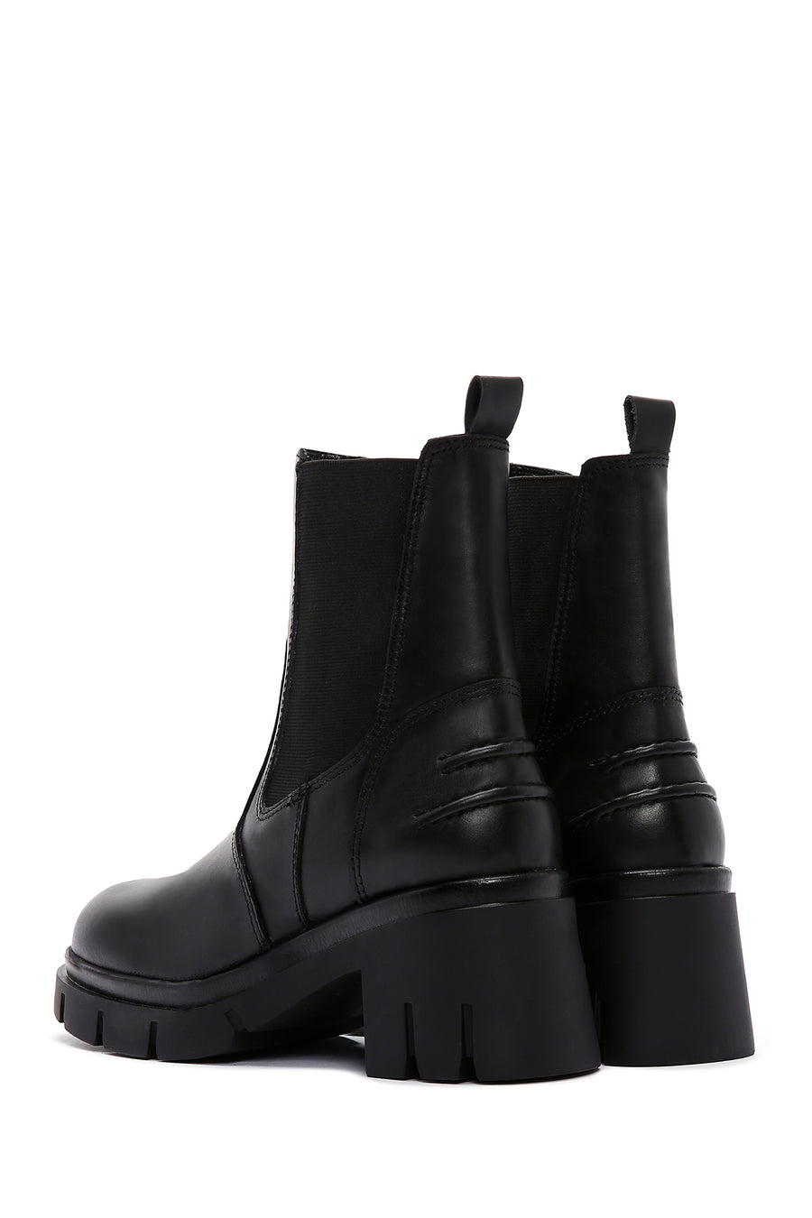 Women's Black Leather Heeled Chelsea Boots