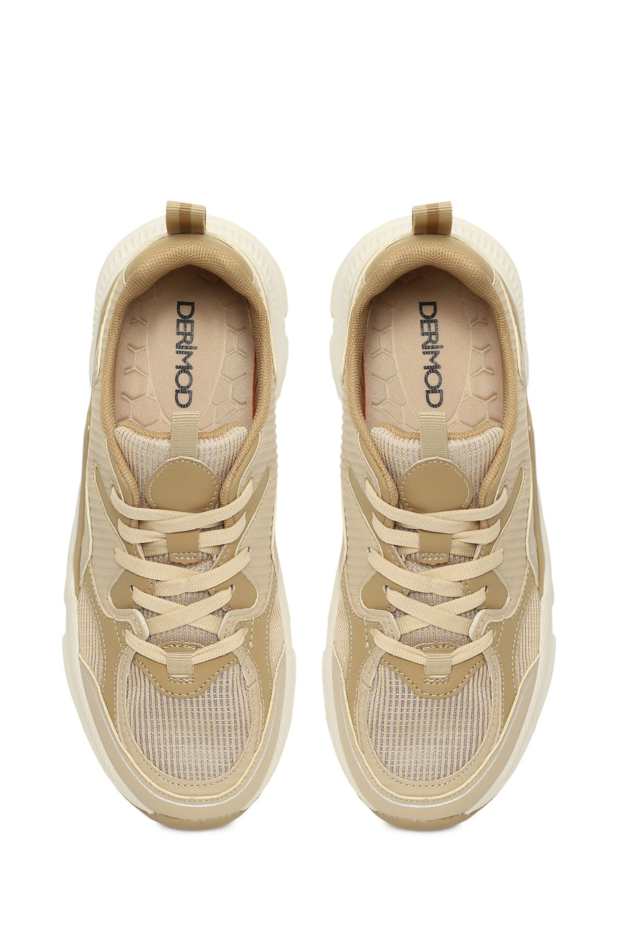 Kadın Bej Kalın Tabanlı Bağcıklı Sneaker