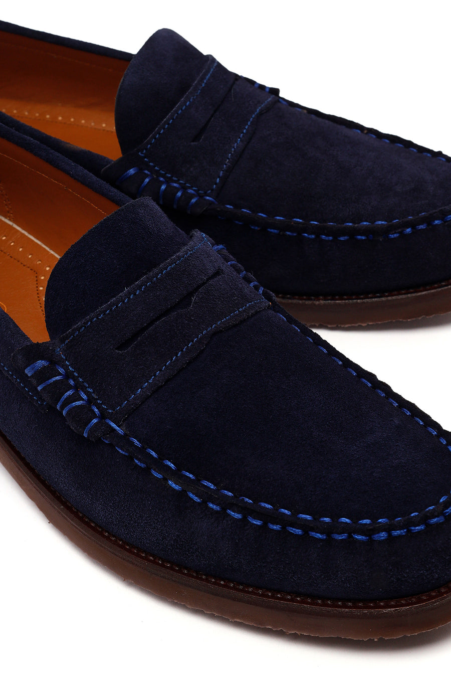 Erkek Lacivert Süet Deri Casual Loafer