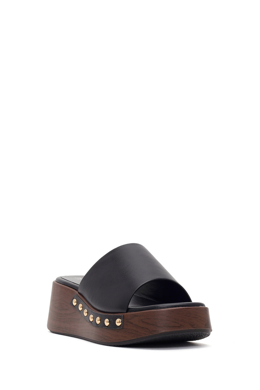 Women's Black Wedge Heeled Slippers