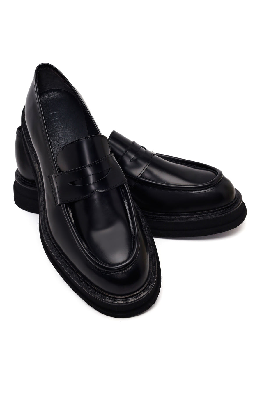 Male Black Thick-Soled Leather Loafer