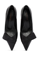 Woman Black Short Thin-Heeled Leather Shoes | Derimod